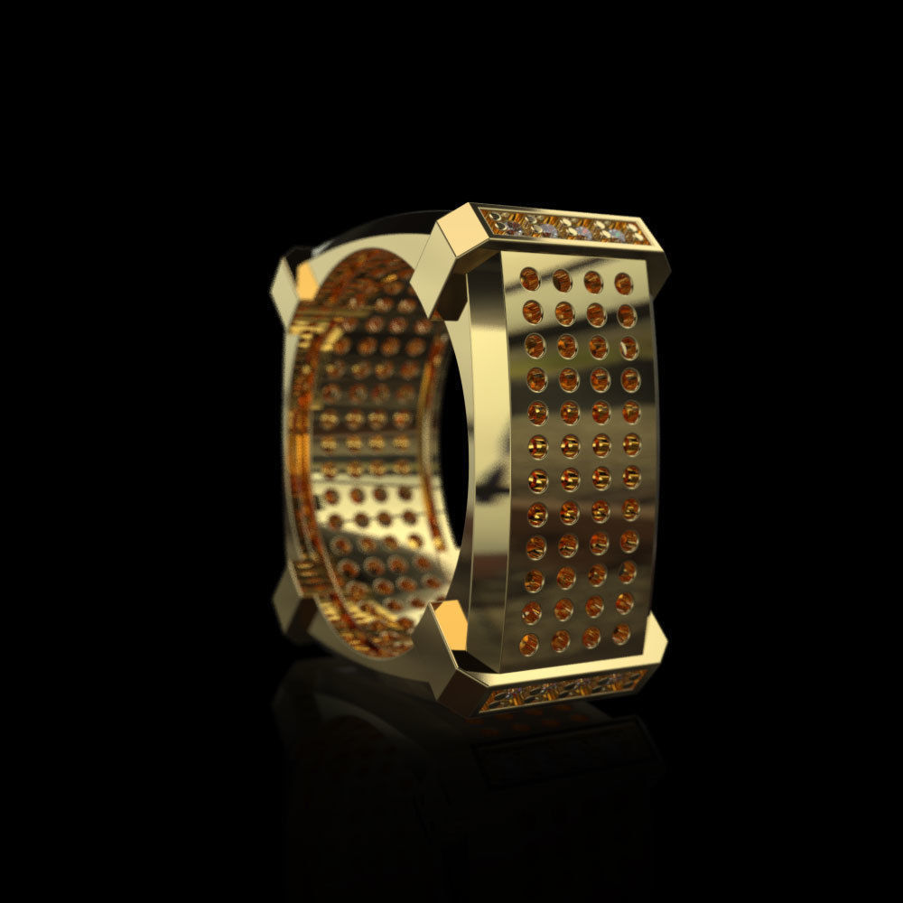The ring with small diamonds 3D print model_1