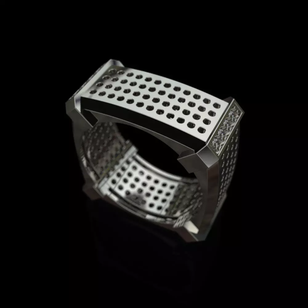 The ring with small diamonds 3D print model_0