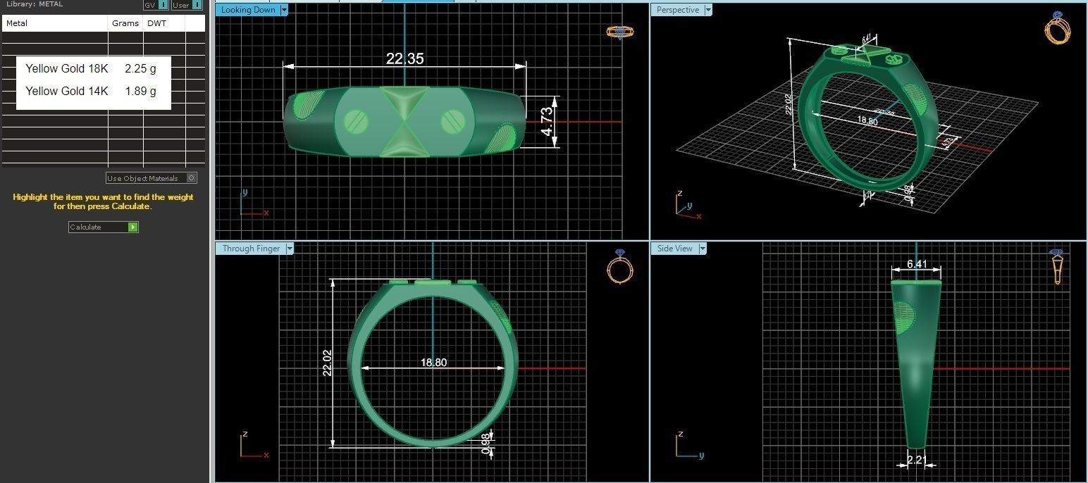 Dual Screw Head Plain Gold Light weight minimalist Mens Band 3D print model_3