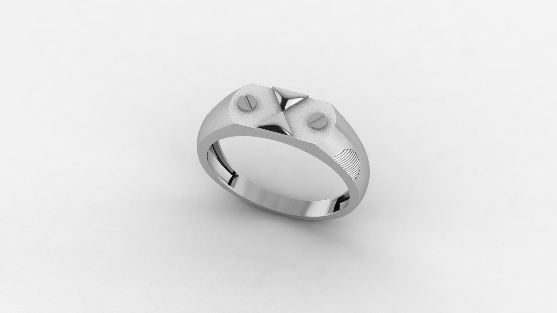 Dual Screw Head Plain Gold Light weight minimalist Mens Band 3D print model_2