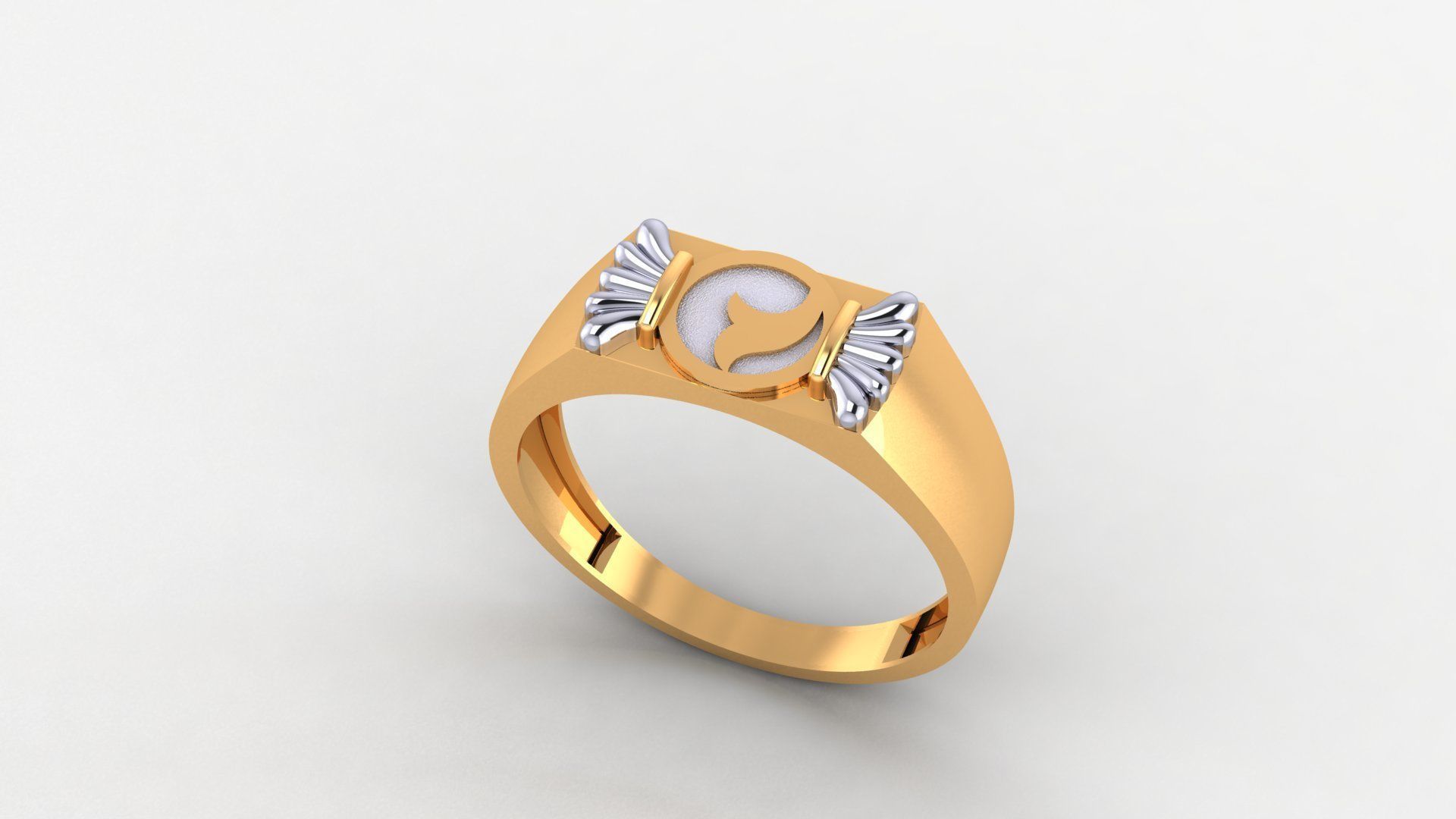 Artistic Plain Gold Light weight minimalist Mens Band Ring 3D print model_1