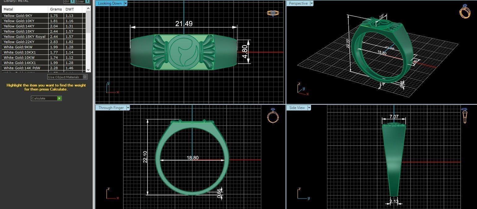 Artistic Plain Gold Light weight minimalist Mens Band Ring 3D print model_3