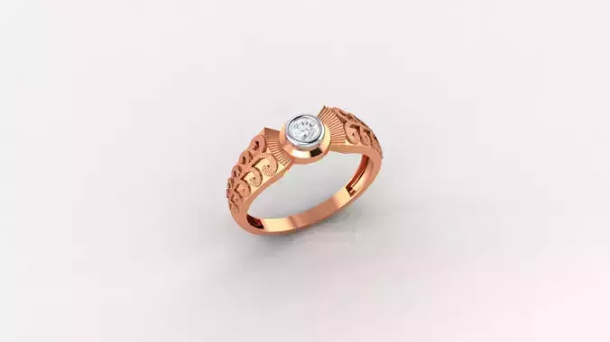 Solitaire Vines Plain Gold Light weight Mens Band Ring 3dm stl 