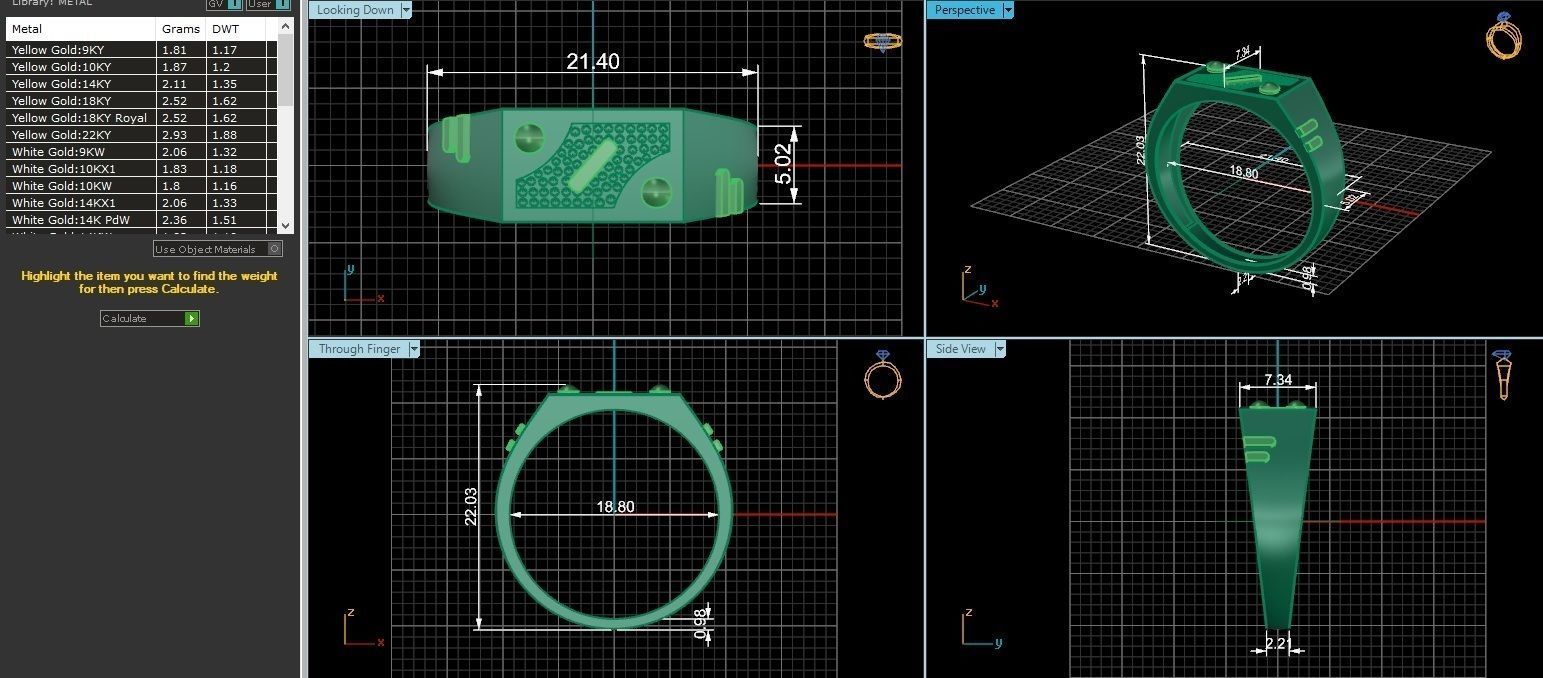 Nail Head Plain Gold Light weight minimalist Mens Band Ring 3dm 3D print model_3