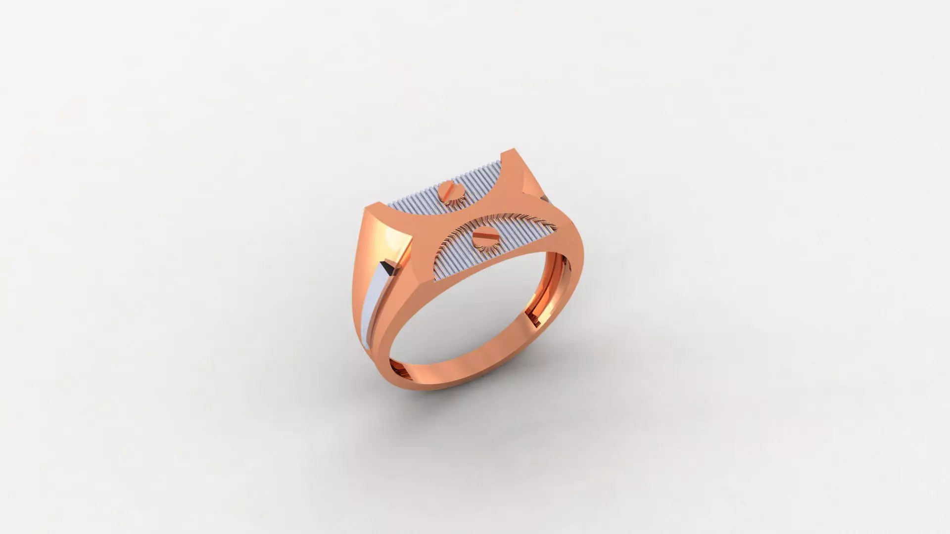 Dual Screw Head Plain Gold Light weight Mens Band Ring 3D print model_0