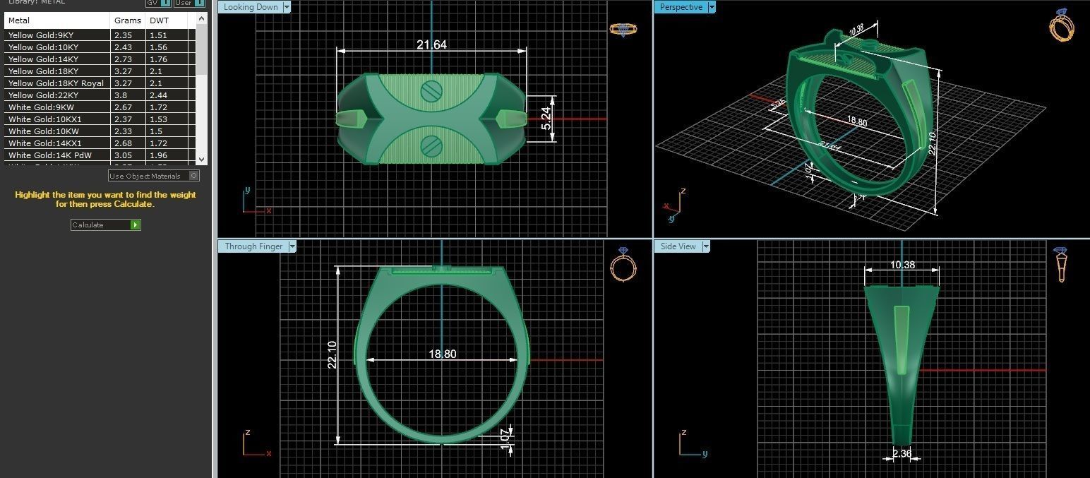 Dual Screw Head Plain Gold Light weight Mens Band Ring 3D print model_3