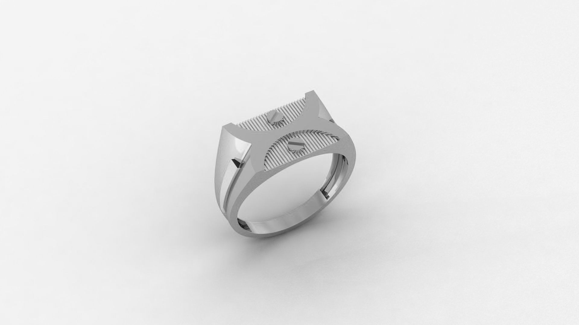 Dual Screw Head Plain Gold Light weight Mens Band Ring 3D print model_2