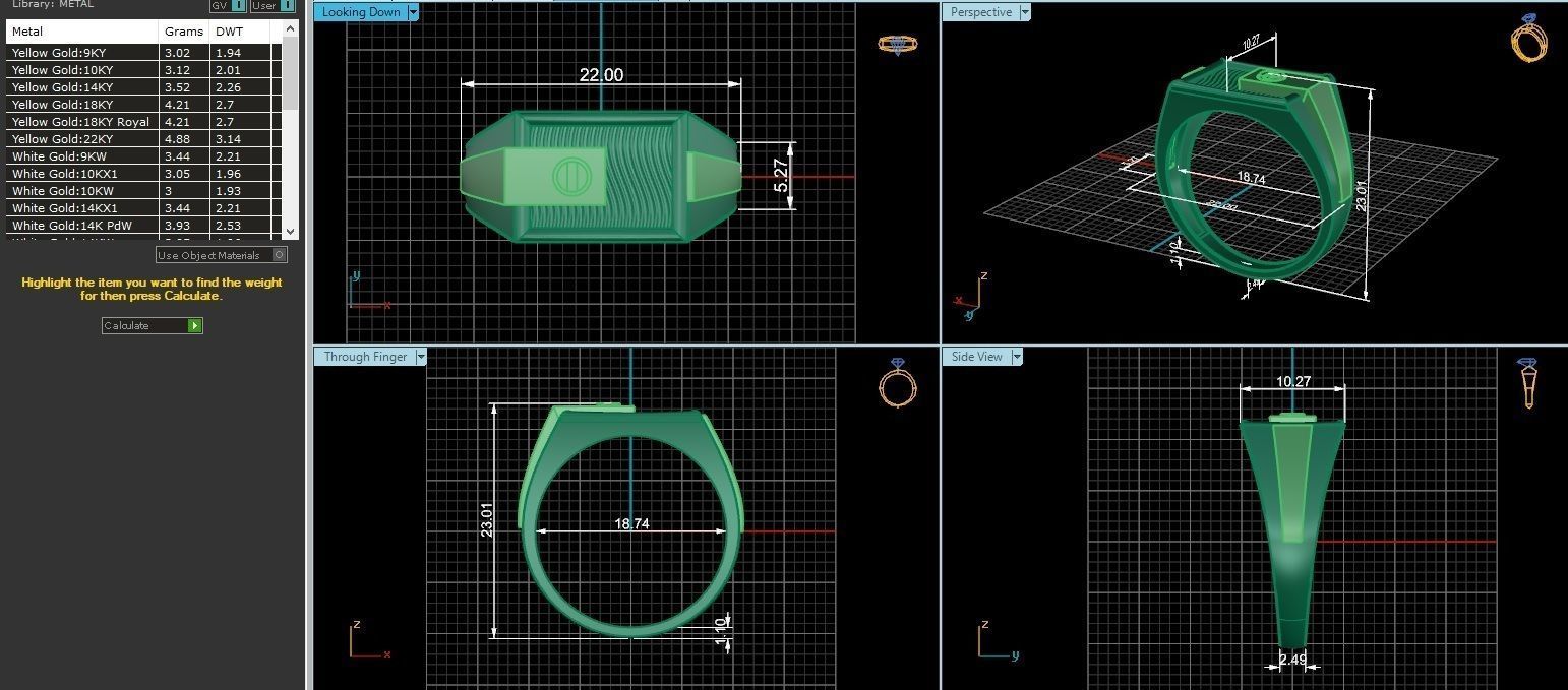 Screw Head Plain Gold Light weight minimalist Mens Band Ring  3D print model_3