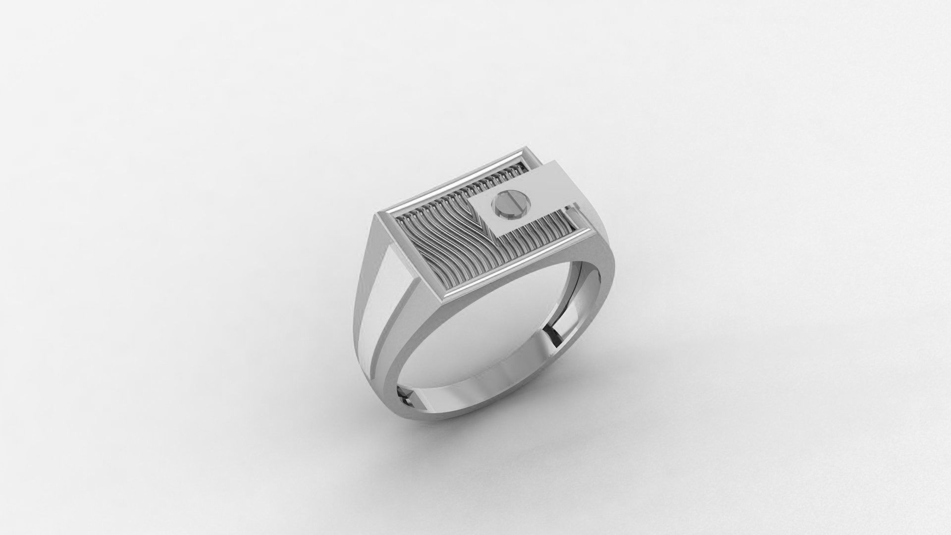 Screw Head Plain Gold Light weight minimalist Mens Band Ring  3D print model_2