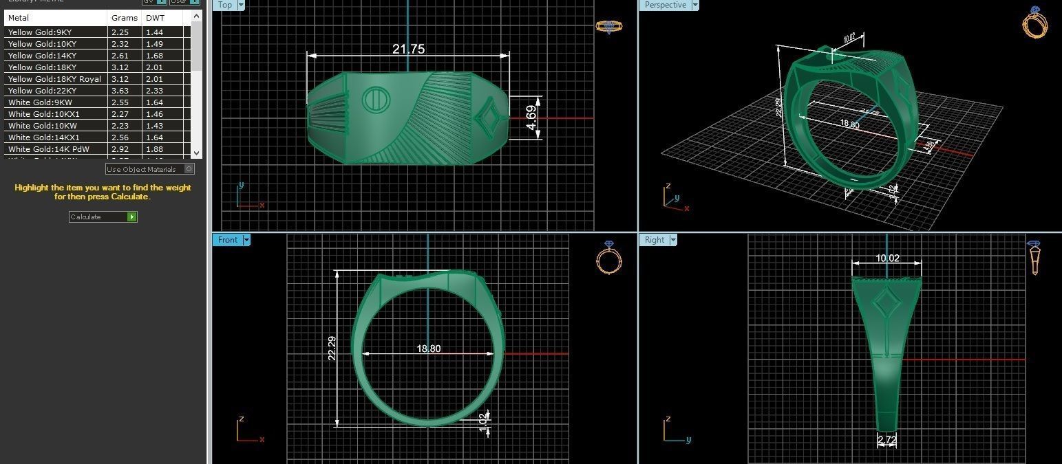 Screw Head Plain Gold Light weight minimalist Mens Band Ring 3dm 3D print model_3