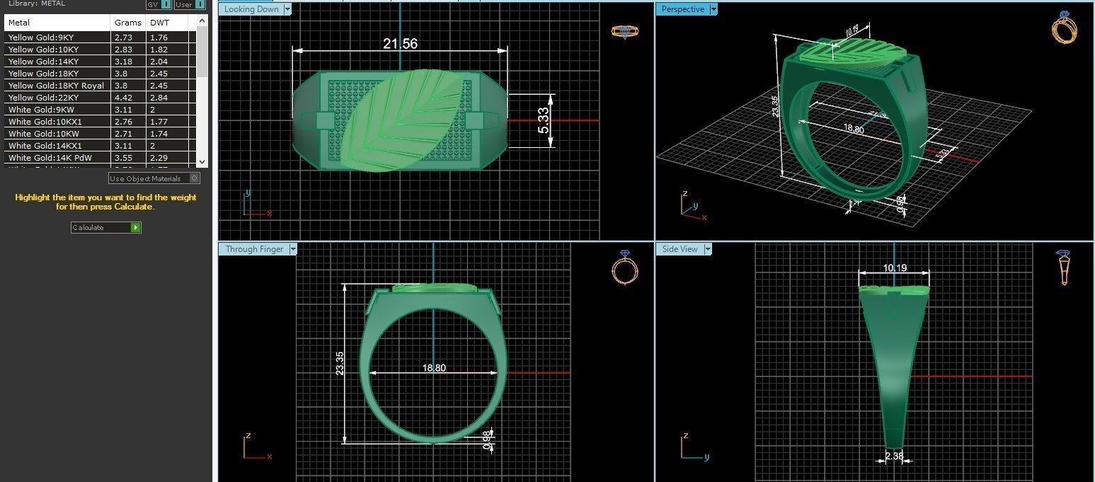 Leaf Plain Gold Light weight minimalist Mens Band Ring 3dm stl 3D print model_3