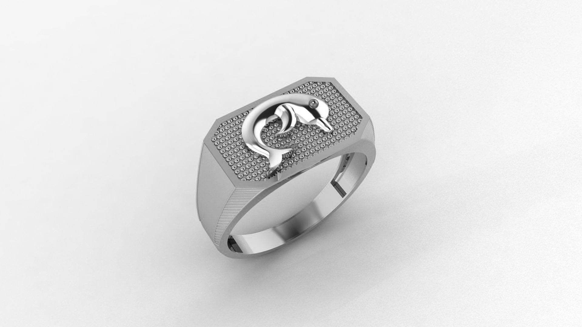 Dolphin Plain Gold Light weight minimalist Mens Band Ring 3D print model_2