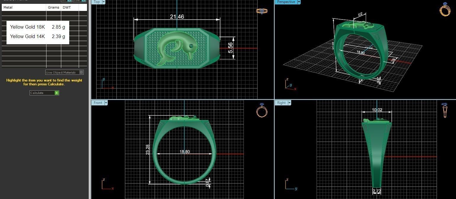 Dolphin Plain Gold Light weight minimalist Mens Band Ring 3D print model_3