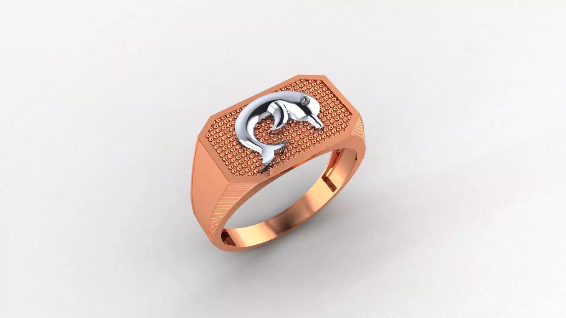 Dolphin Plain Gold Light weight minimalist Mens Band Ring 3D print model_0