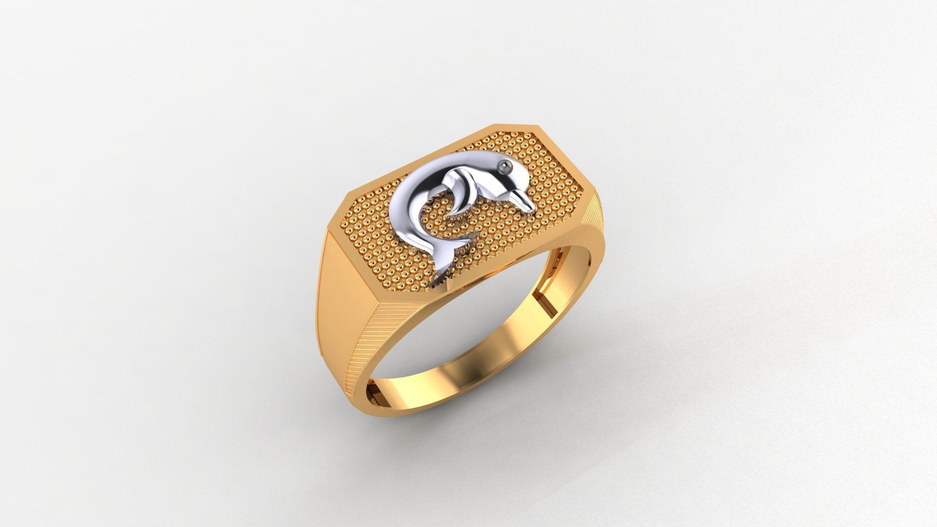 Dolphin Plain Gold Light weight minimalist Mens Band Ring 3D print model_1