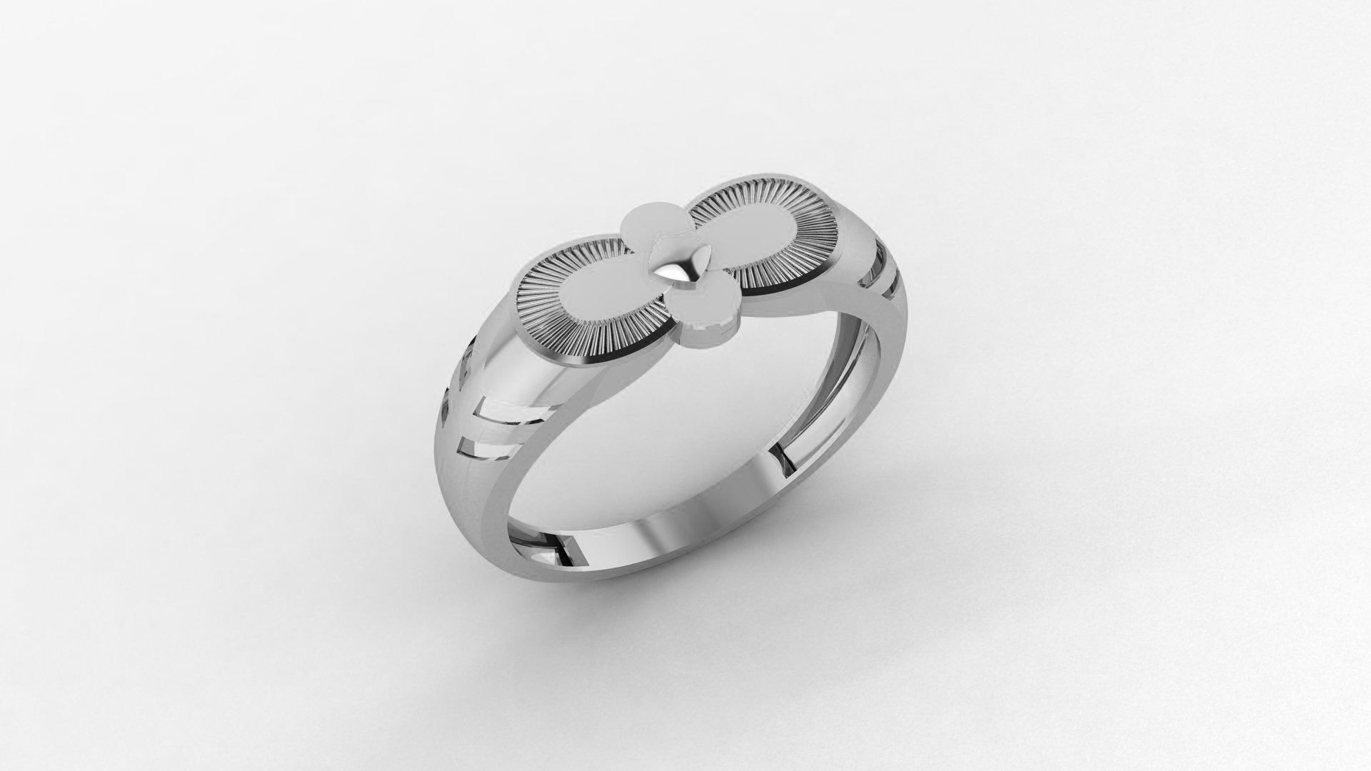 Flower Head Plain Gold Light weight minimalist Mens Band Ring 3D print model_2