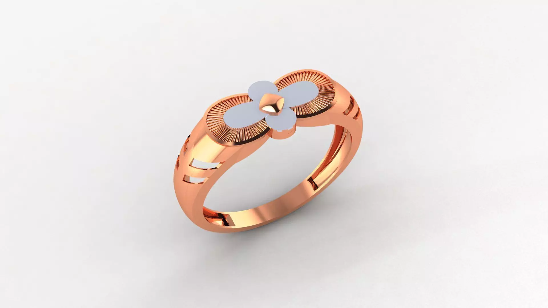 Flower Head Plain Gold Light weight minimalist Mens Band Ring 3D print model_0