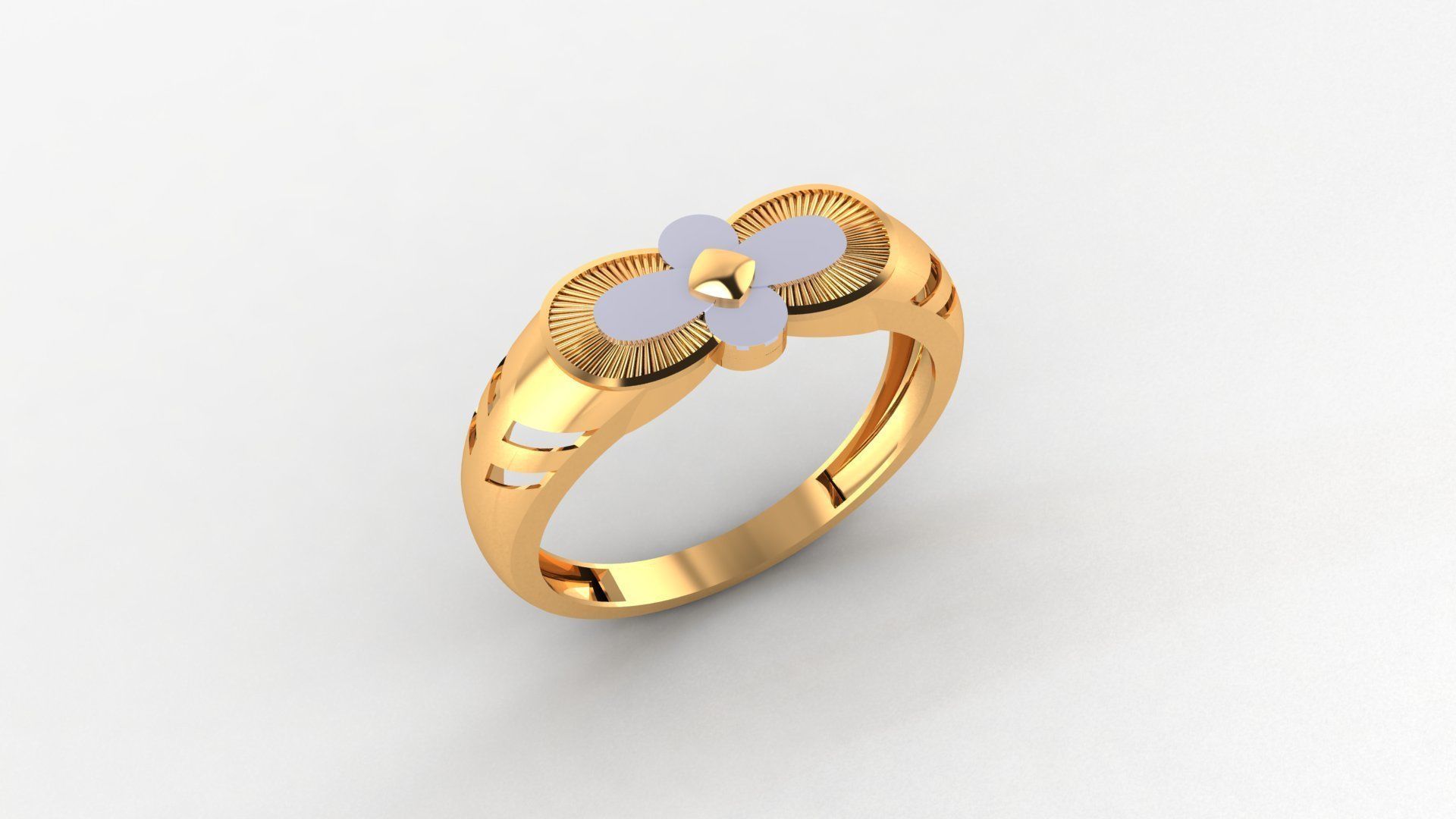 Flower Head Plain Gold Light weight minimalist Mens Band Ring 3D print model_1