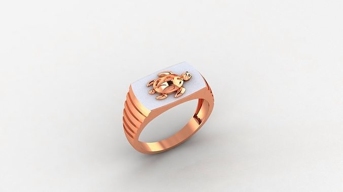 Tortoise Plain Gold Light weight minimalist Mens Band Ring 3dm 3D print model