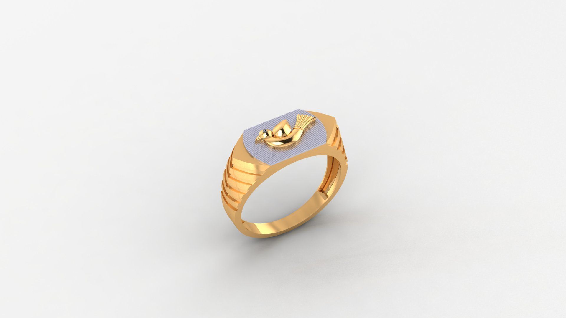 Bird Plain Gold Light weight minimalist Mens Band Ring 3dm stl  3D print model_1