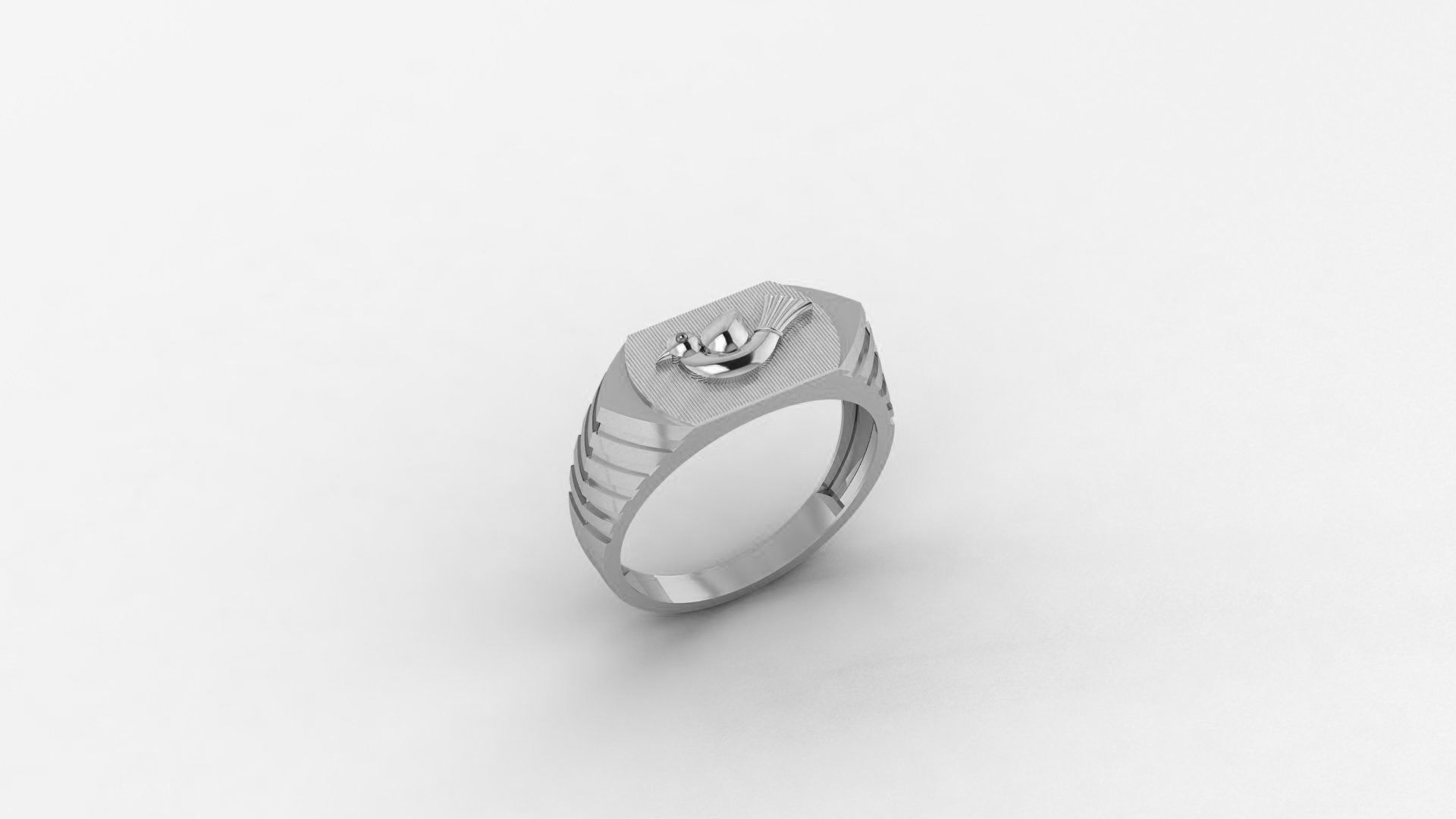 Bird Plain Gold Light weight minimalist Mens Band Ring 3dm stl  3D print model_2