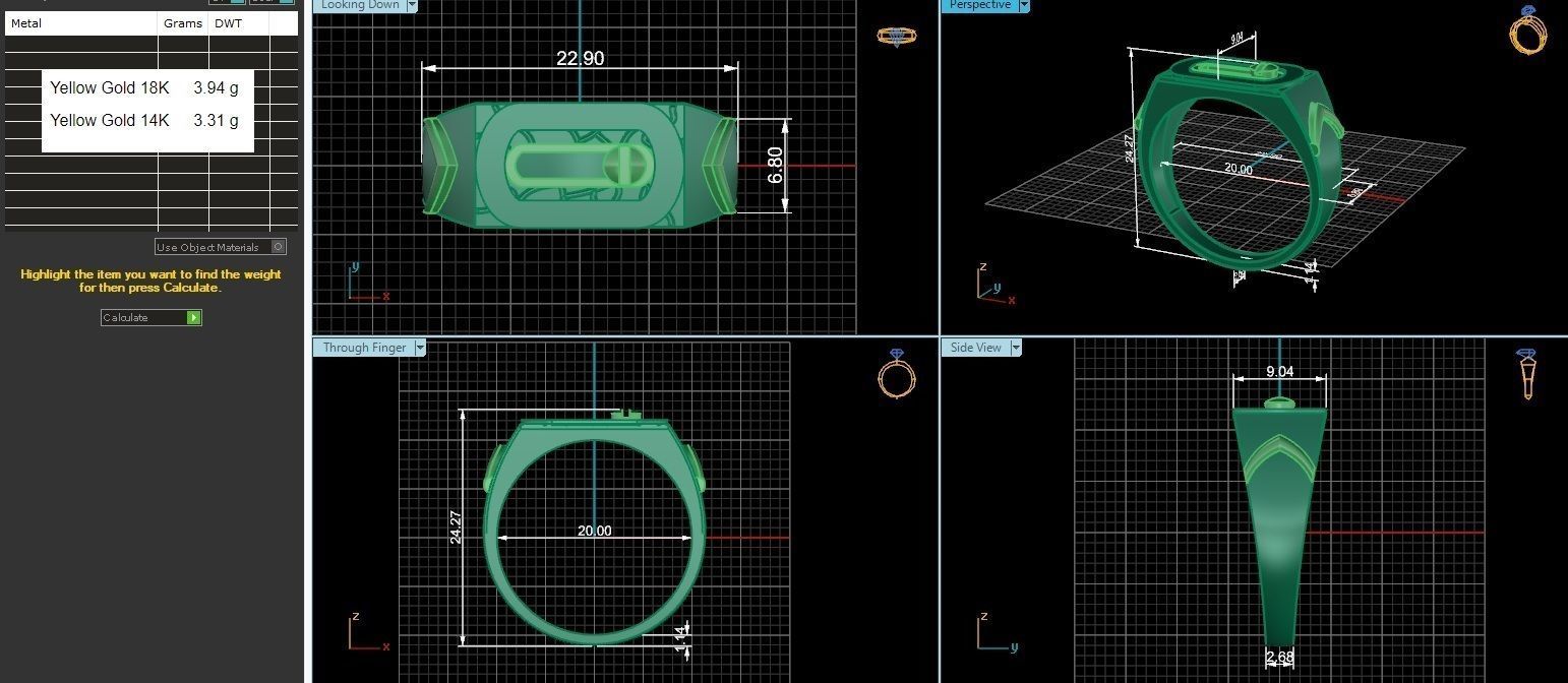 Screw Head Plain Gold Light weight minimalist Mens Band Ring 3D print model_3