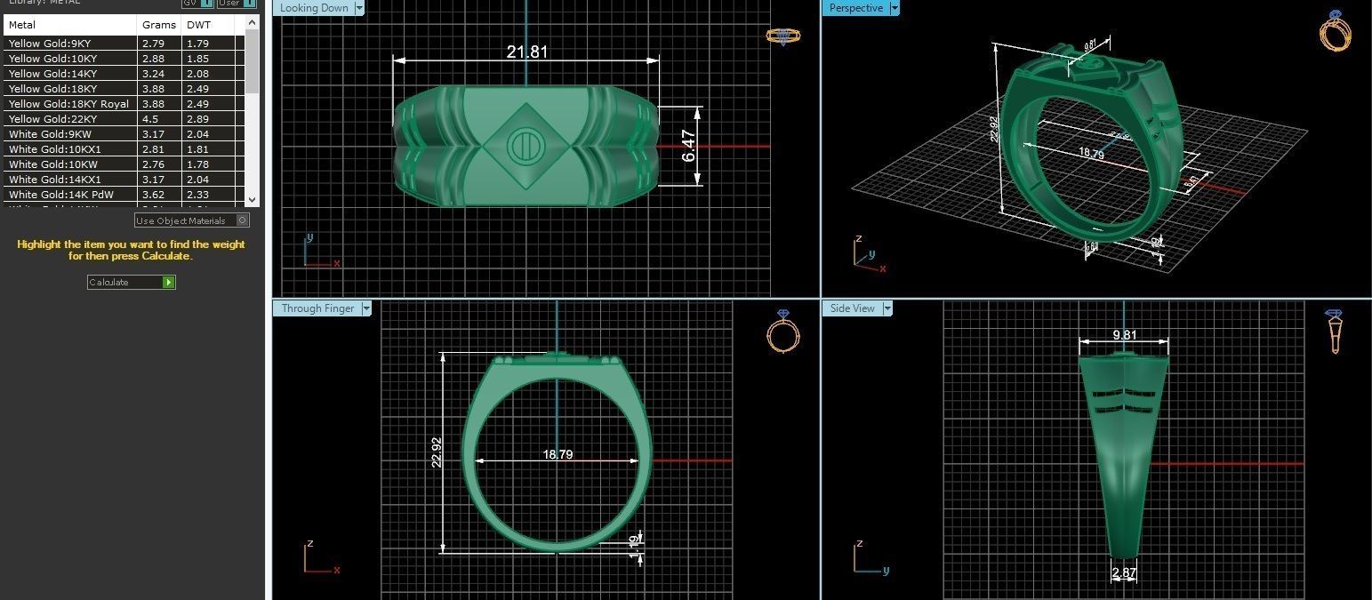 Screw Head Plain Gold Light weight minimalist Mens Band Ring  3D print model_3