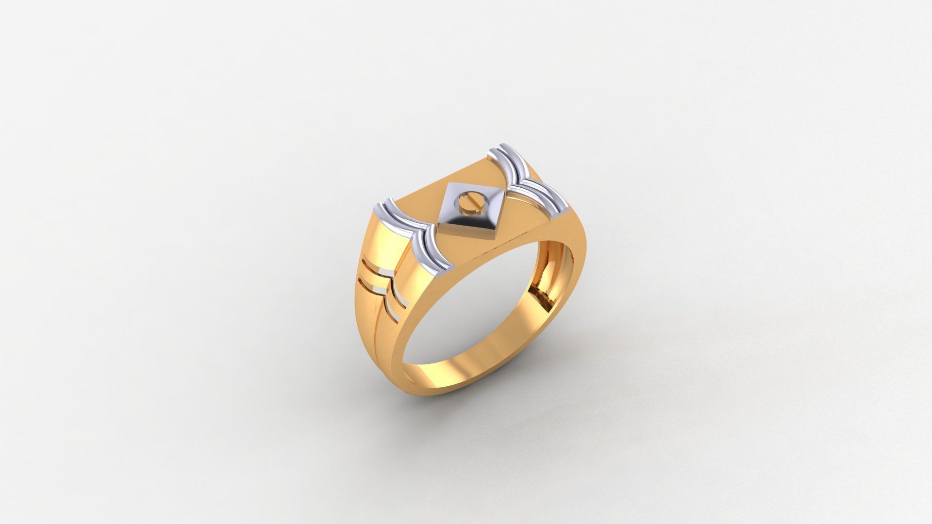 Screw Head Plain Gold Light weight minimalist Mens Band Ring  3D print model_1