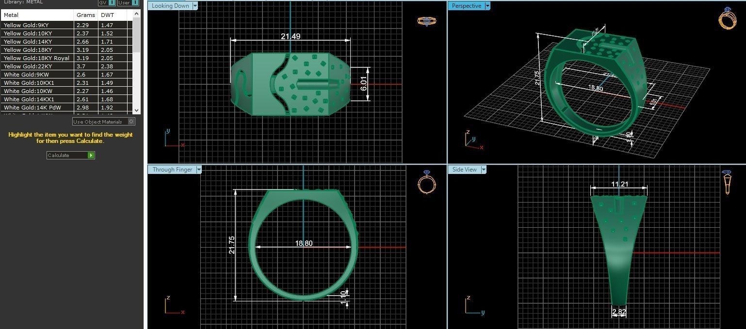 Sparkling Plain Gold Light weight minimalist Mens Band Ring 3D print model_3