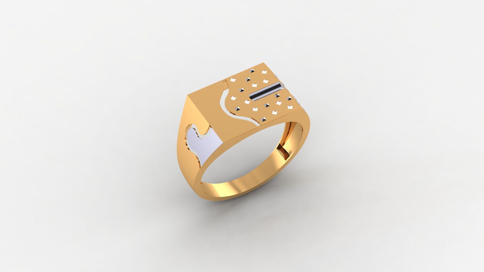 Sparkling Plain Gold Light weight minimalist Mens Band Ring 3D print model_1