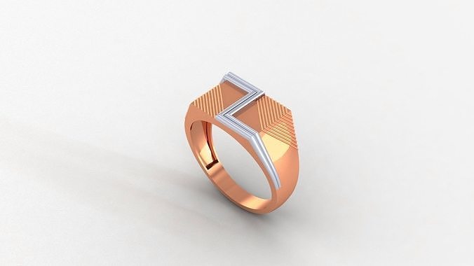 Z Plain Gold Light weight minimalist Mens Band Ring   3D print model