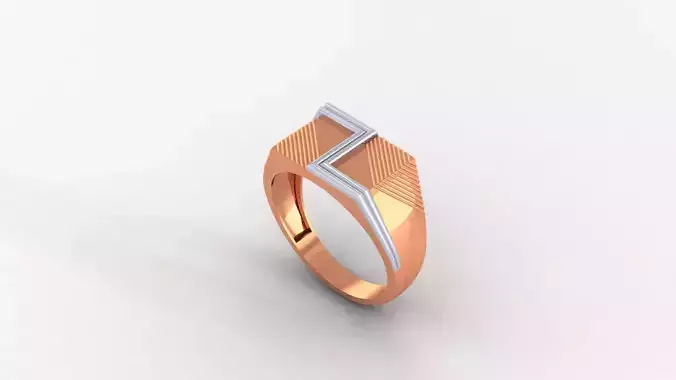 Z Plain Gold Light weight minimalist Mens Band Ring  