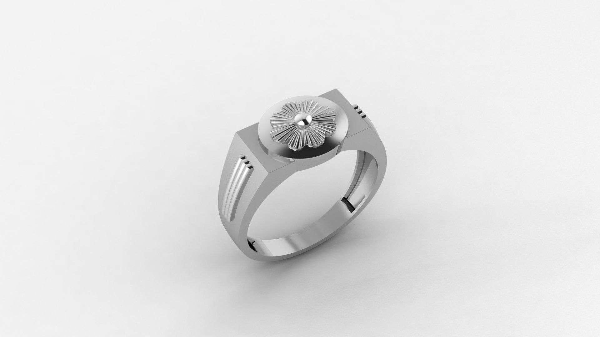 Flower Head Plain Gold Light weight minimalist Mens Band Ring 3D print model_2