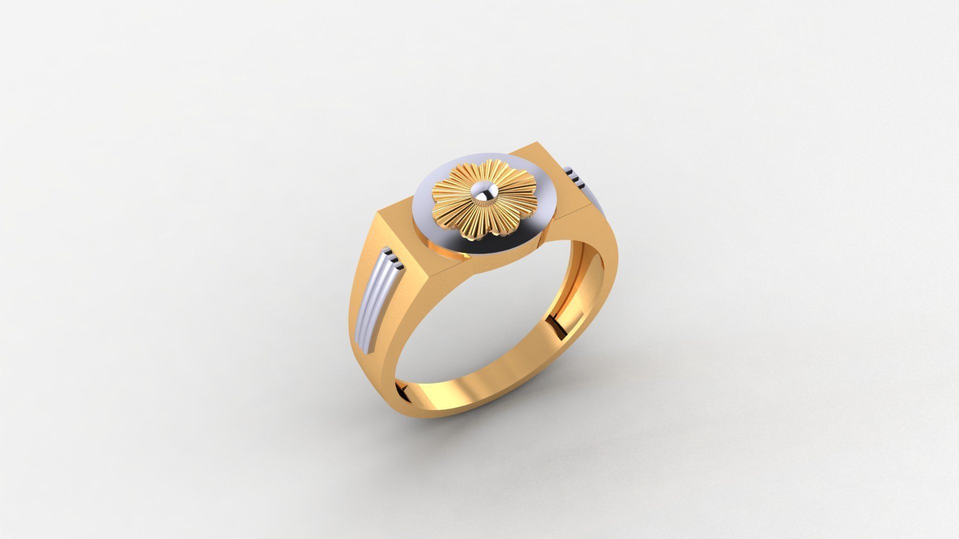 Flower Head Plain Gold Light weight minimalist Mens Band Ring 3D print model_1