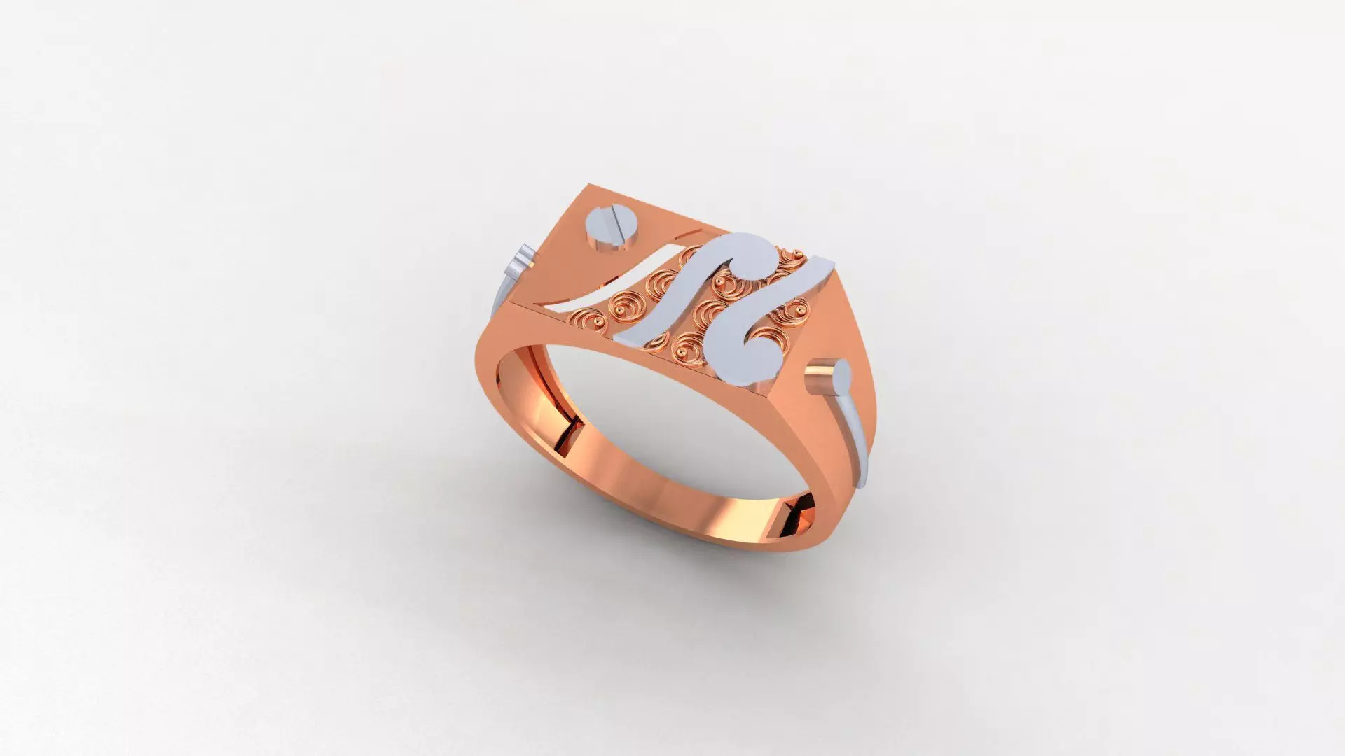 Screw Head Vines Plain Gold Light weight Mens Band Ring 3D print model_0