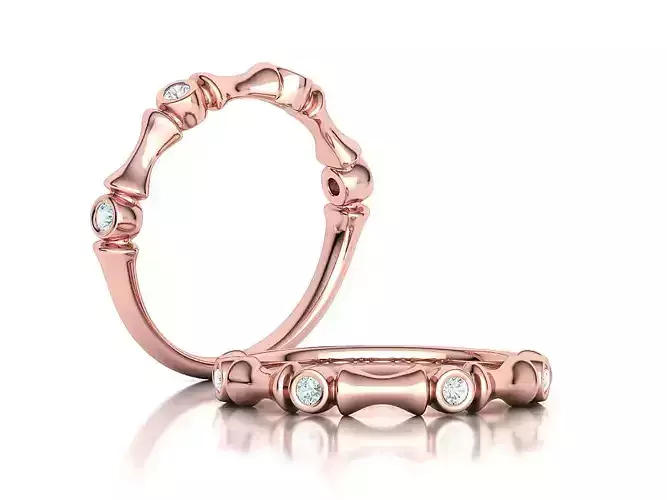 Bamboo Band Ring 2mm diamond bezel setting bands