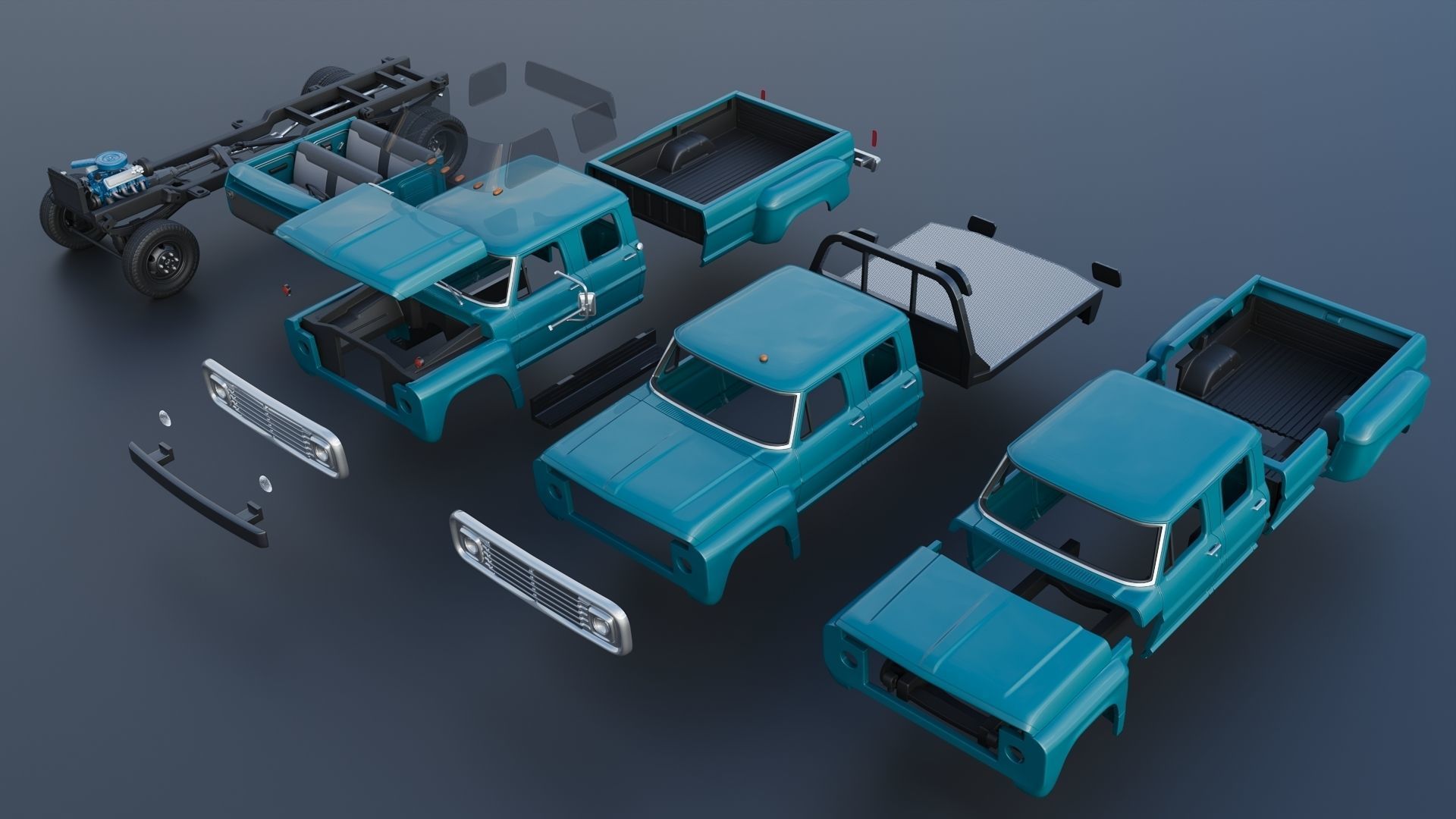 F-750 Crew Cab 1971 3D print model_26