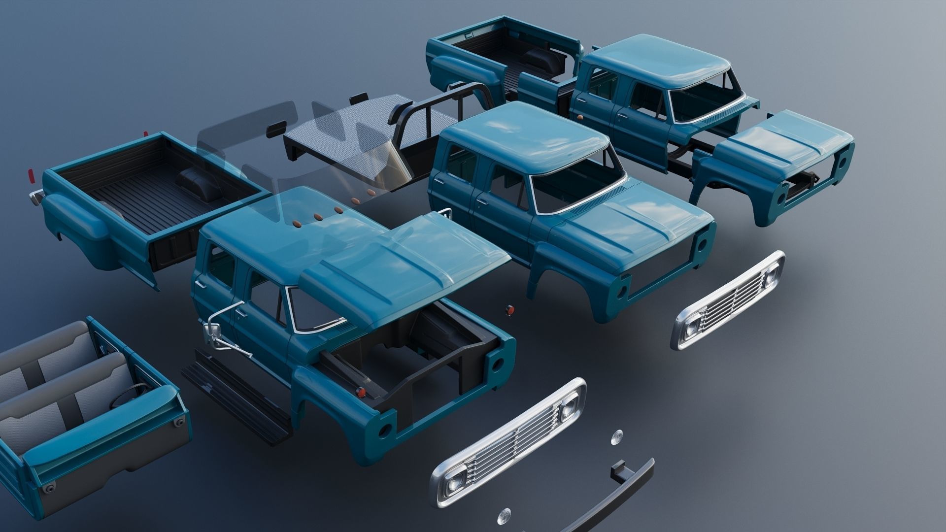 F-750 Crew Cab 1971 3D print model_33