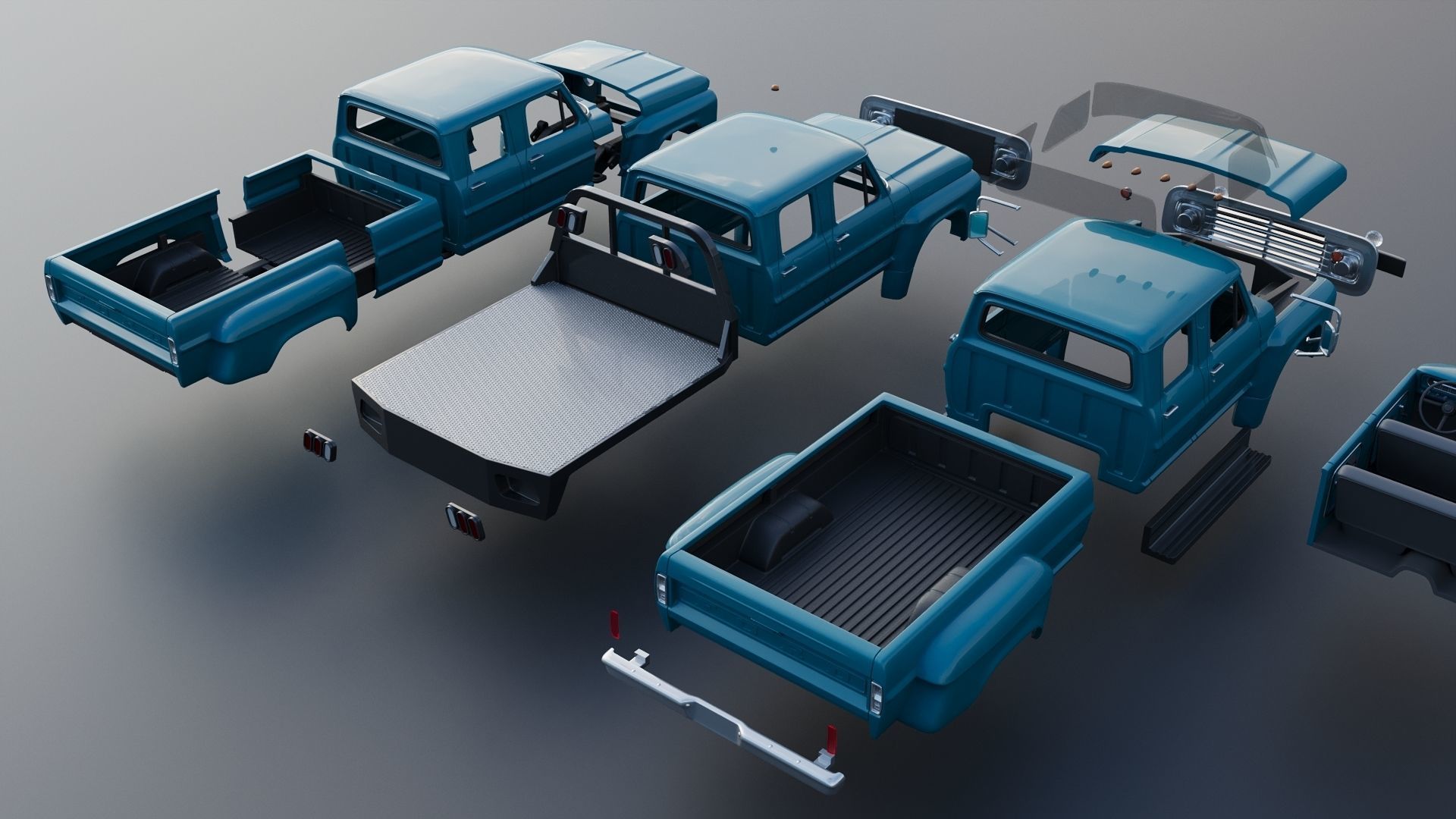 F-750 Crew Cab 1971 3D print model_32