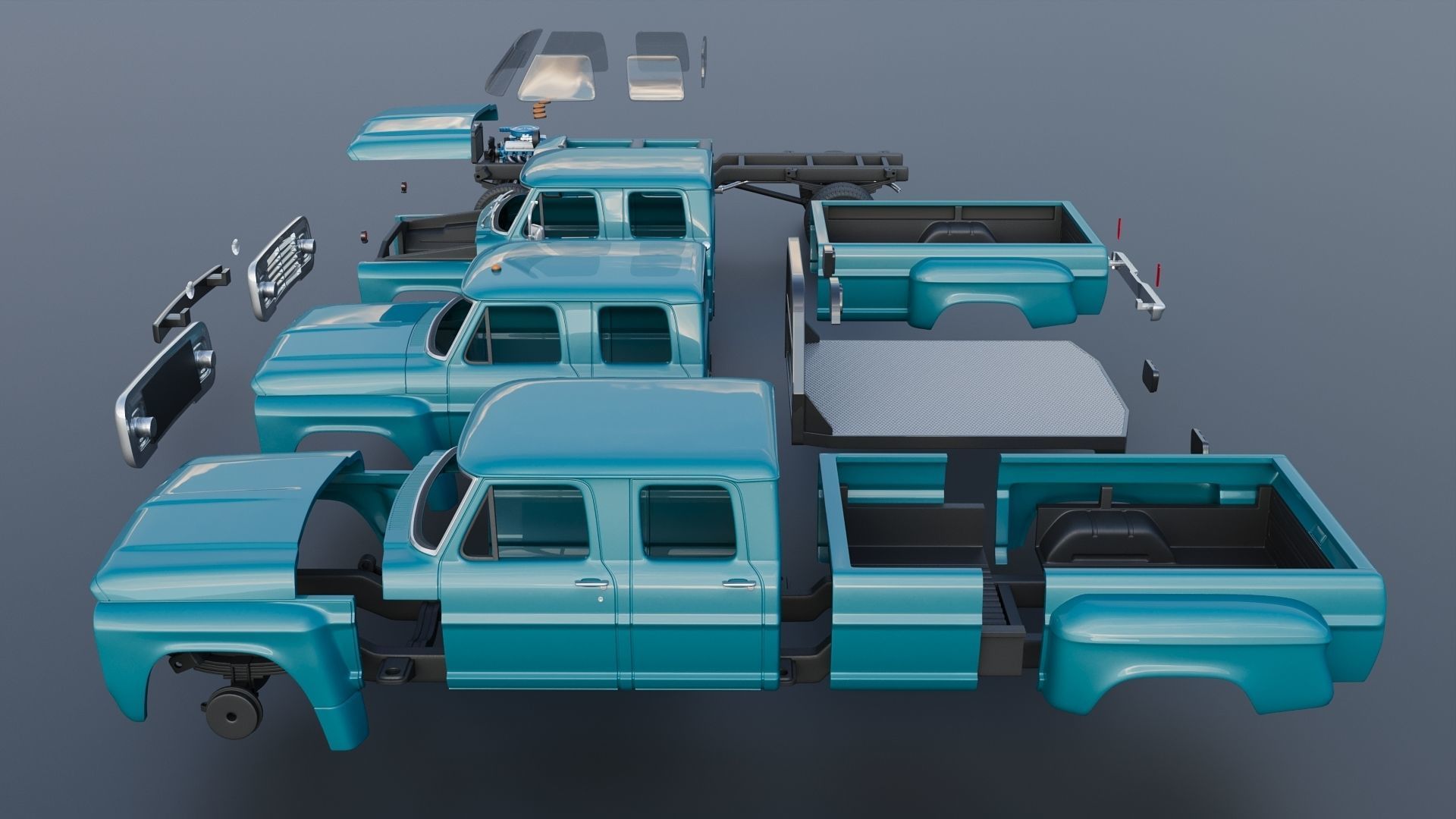 F-750 Crew Cab 1971 3D print model_27