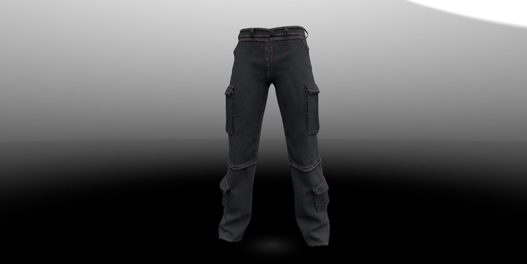 Denim pants PBR 4k Low-poly 3D model_3