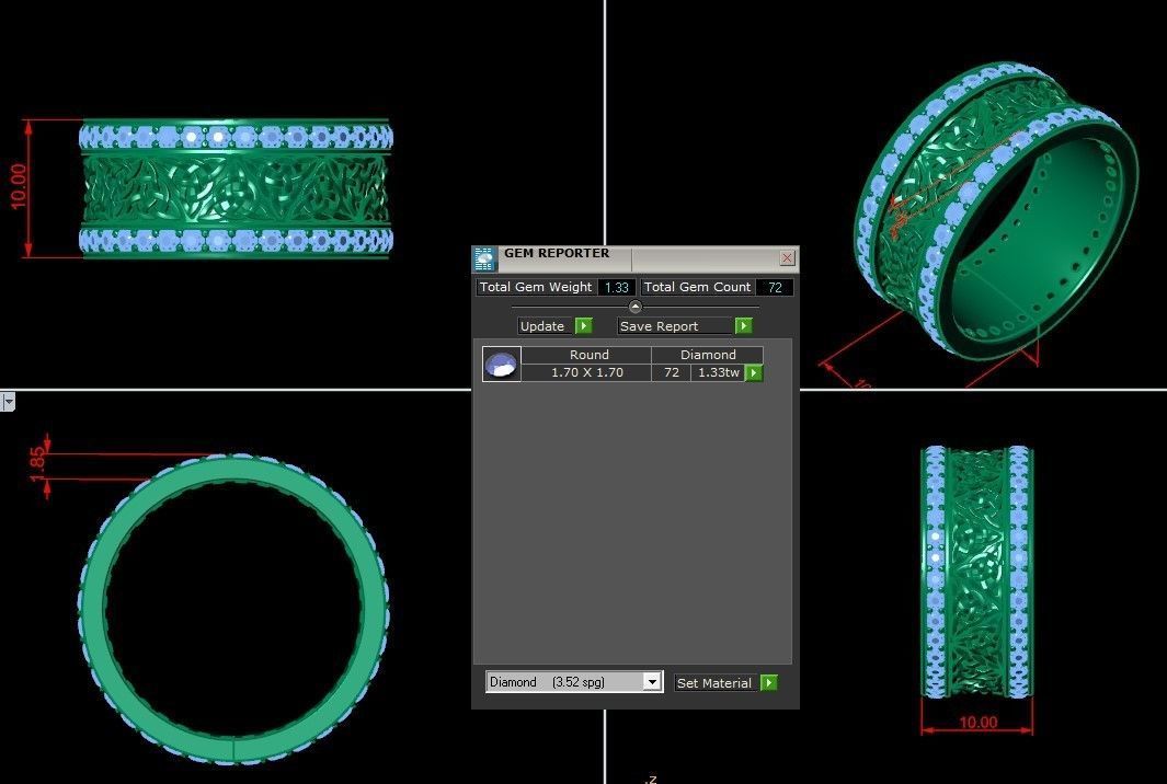 Diamond Men Ring Cad File MR  151 3D print model_6