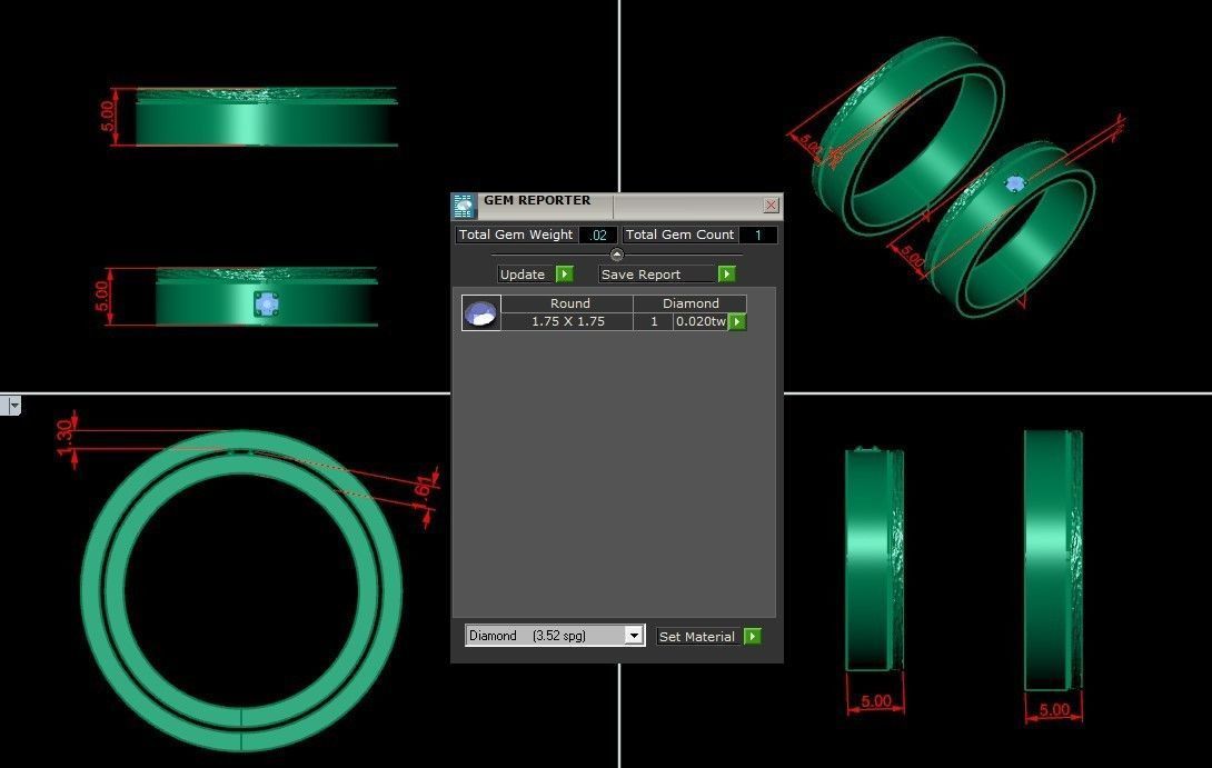 Diamond Men Ring Cad File MR 146 3D print model_1