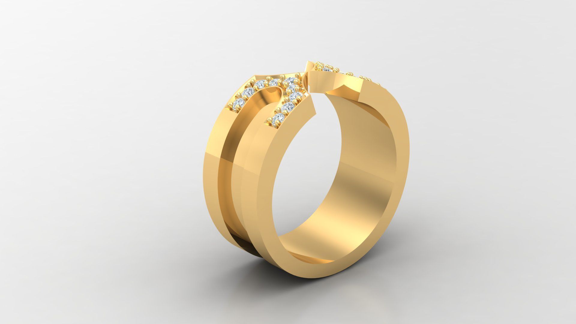 Diamond Men Ring Cad File MR 140 3D print model_1