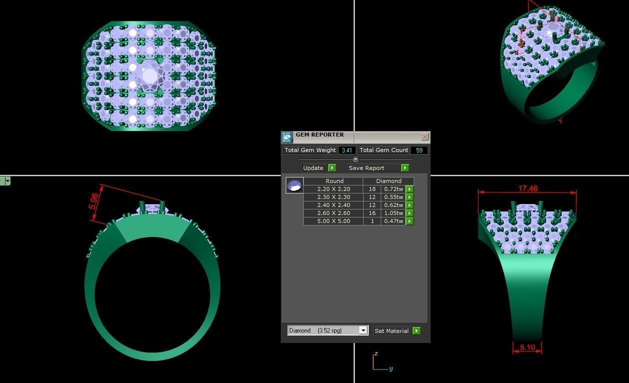 Diamond Men Ring Cad File MR 139 3D print model_1