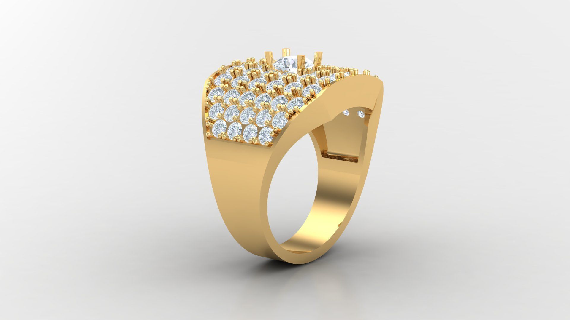 Diamond Men Ring Cad File MR 139 3D print model_2