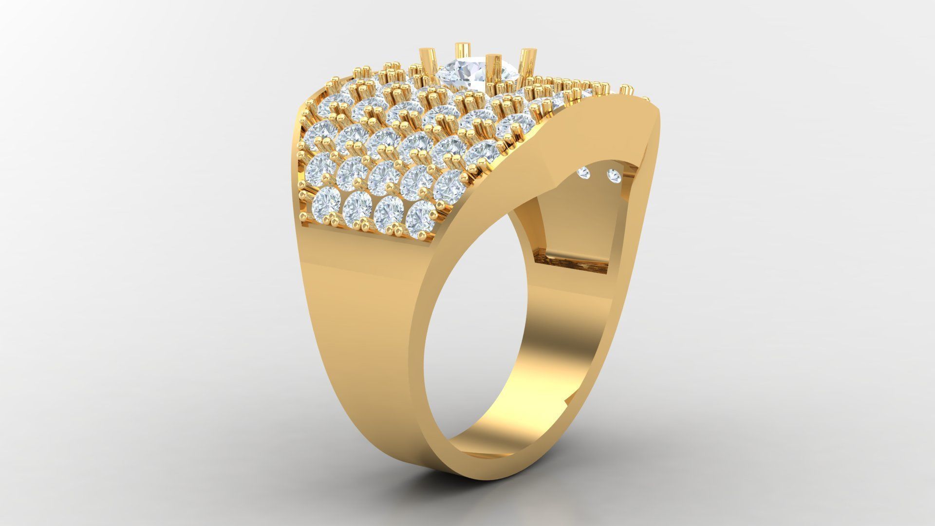 Diamond Men Ring Cad File MR 139 3D print model_3