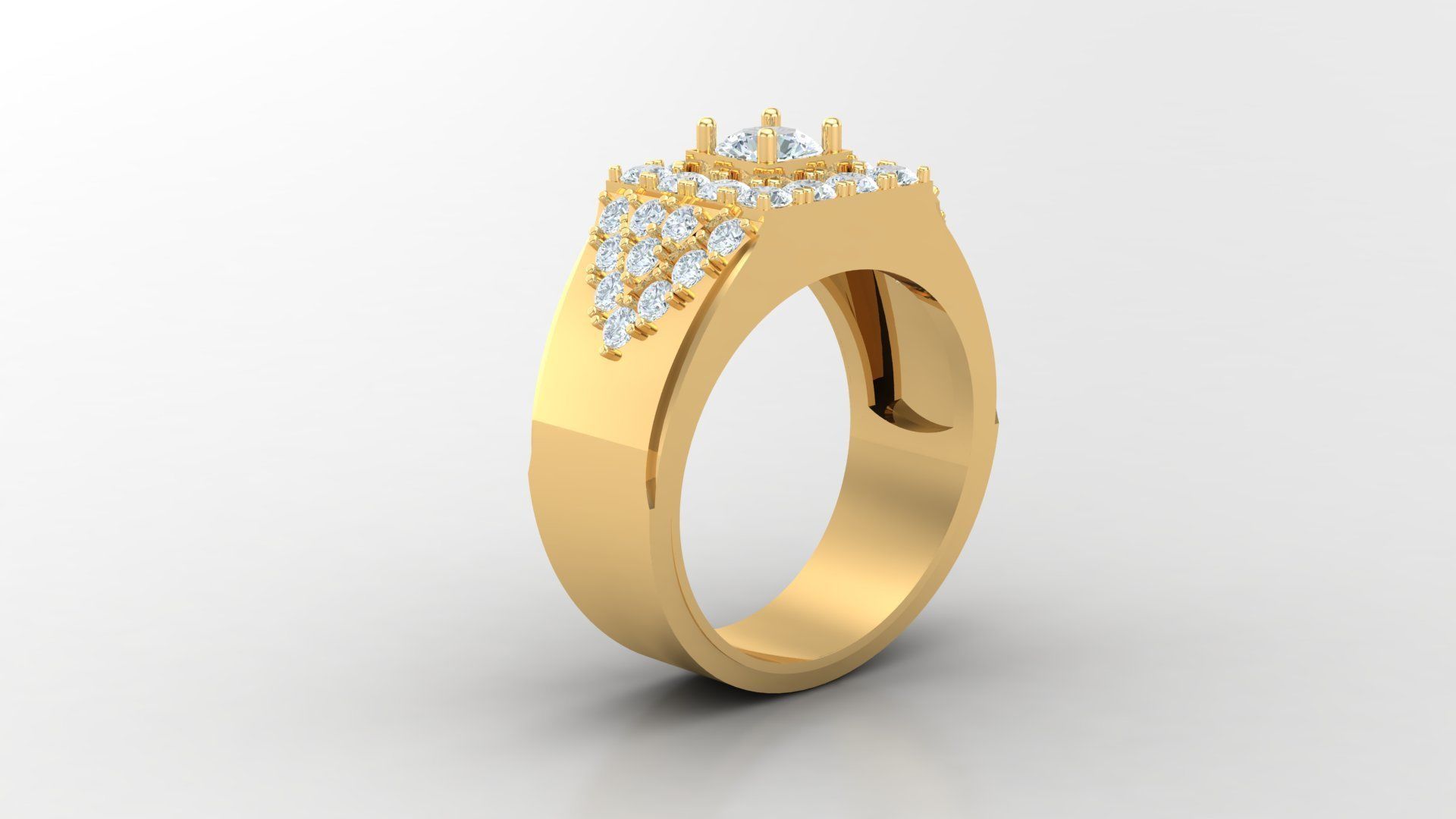 Diamond Men Ring Cad File MR  137 3D print model_2