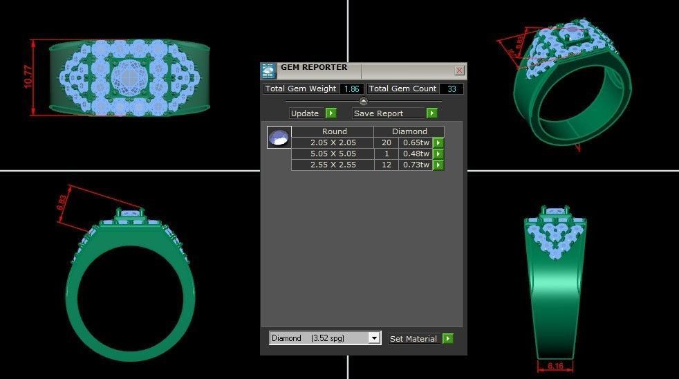 Diamond Men Ring Cad File MR  137 3D print model_1