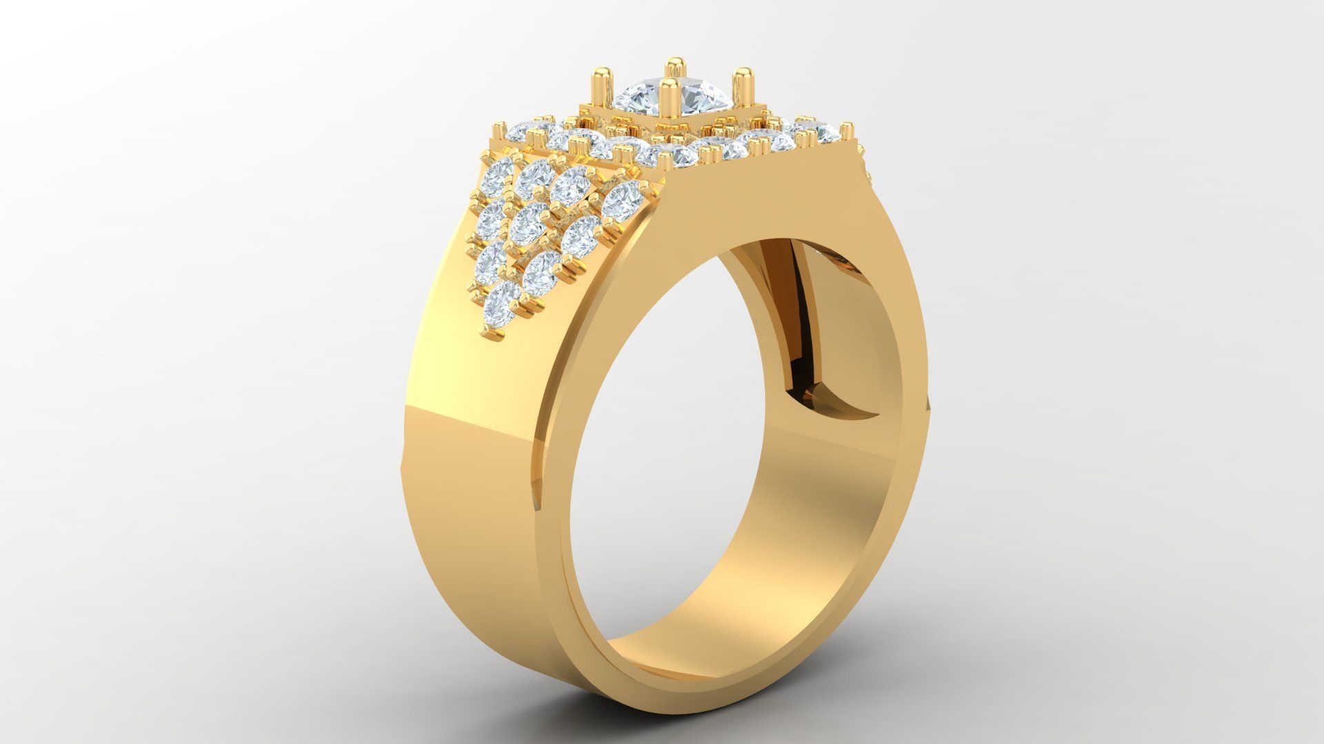 Diamond Men Ring Cad File MR  137 3D print model_3